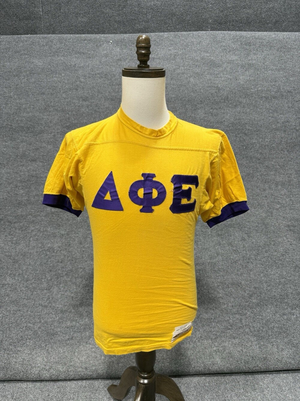 Vintage Delta Phi Epsilon Riddell Football Jersey T Shirt Womens Small Yellow